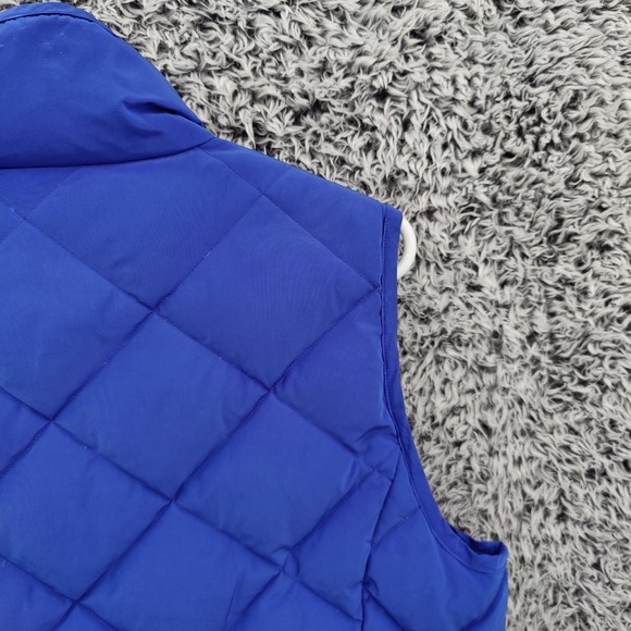 Garnet Hill Women Quilted Down Fill Puffer Vest Preppy L Blue Diamond Full Zip - Picture 15 of 16